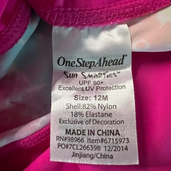 SUN SMARTIES ONE STEP AHEAD BABY GIRL PINK ONSIE SWIMSUIT SIZE 12 MONTHS NWT - Picture 5 of 10